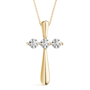 Cova Lab-Created Diamond Yellow Gold Prong Set Cross Pendant Necklace