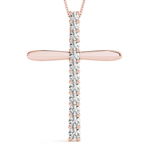 Crispin Lab-Created Diamond Rose Gold Prong Set Cross Pendant Necklace