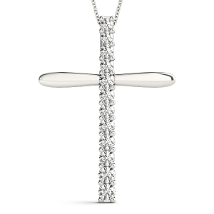 Crispin Lab-Created Diamond Round cut Prong Set Cross Pendant Necklace