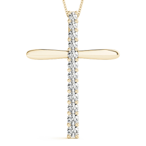 Crispin Lab-Created Diamond Yellow Gold Prong Set Cross Pendant Necklace