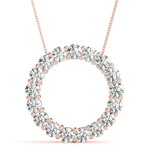 Bixby Lab-Created Diamond Rose Gold Prong Set Circle Pendant Necklace