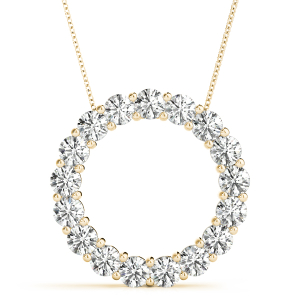 Bixby Lab-Created Diamond Yellow Gold Prong Set Circle Pendant Necklace