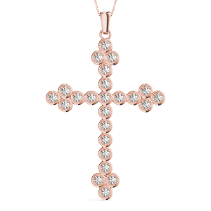 Bailey Lab-Created Diamond Rose Gold Prong Set Cross Pendant Necklace