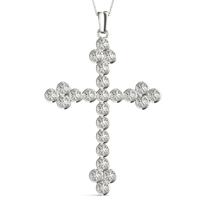 Bailey Lab-Created Diamond Round cut Prong Set Cross Pendant Necklace