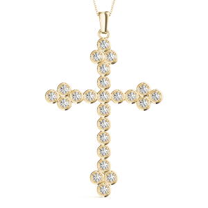 Bailey Lab-Created Diamond Yellow Gold Prong Set Cross Pendant Necklace