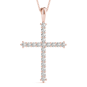 Frankie Lab-Created Diamond Rose Gold Prong Set Cross Pendant Necklace