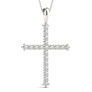 Frankie Lab-Created Diamond Round cut Prong Set Cross Pendant Necklace