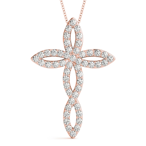 Alfie Lab-Created Diamond Rose Gold Pave Set Cross Pendant Necklace