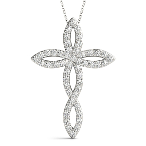 Alfie Lab-Created Diamond Round cut Pave Set Cross Pendant Necklace