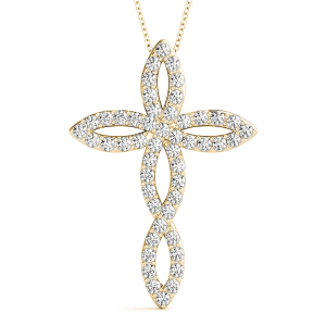 Alfie Lab-Created Diamond Yellow Gold Pave Set Cross Pendant Necklace