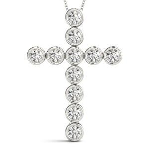 Vinzenz Lab-Created Diamond Round cut Bezel Set  Cross Pendant Necklace