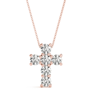 David Lab-Created Diamond Rose Gold Prong Set Cross Pendant Necklace