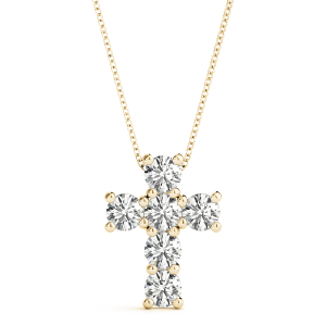 David Lab-Created Diamond Yellow Gold Prong Set Cross Pendant Necklace