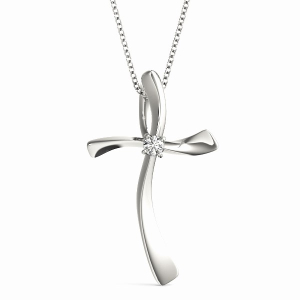 Skylar Lab-Created Diamond Round cut Prong Set Cross Pendant Necklace