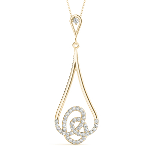 Shiloh Lab-Created Diamond Yellow Gold Bezel Set Designer Pendant Necklace