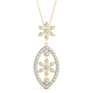 Bentley Lab-Created Diamond Yellow Gold Prong Set Designer Pendant Necklace