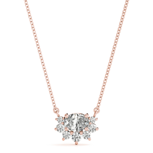 Taylor Lab-Created Diamond Rose Gold Prong Set Delicate Pendant Necklace