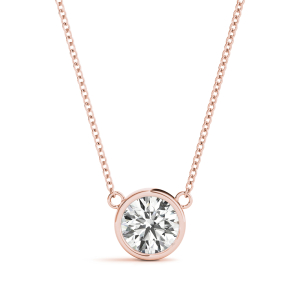 Samuel Lab-Created Diamond Rose Gold Bezel Set Solitaire Pendant Necklace