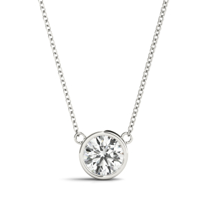 Samuel Lab-Created Diamond Round cut Bezel Set  Solitaire Pendant Necklace