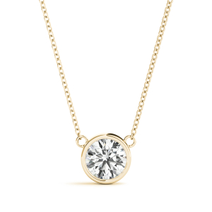 Samuel Lab-Created Diamond Yellow Gold Bezel Set Solitaire Pendant Necklace