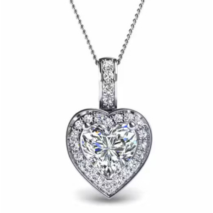 Sterling Silver Heart Shaped Diamond Pendant