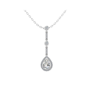 Tressa Lab-Created Diamond 3 Prong Halo Pendant Necklace