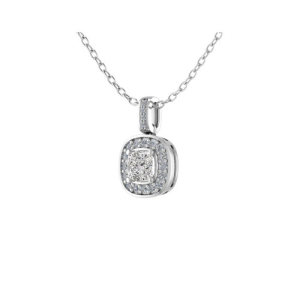 Trisha Natural Diamond 4 Prong Halo Pendant Necklace