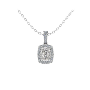 sterling Emerald Cut Diamond Pendant