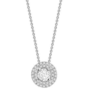 0.50 Carat Micro Pave Setting Double Halo Natural And Lab Created Diamond Pendant