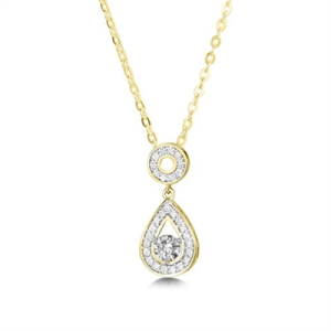 Trevina Lab-Created Diamond Yellow Gold Prong Set Drop Pendant Necklace