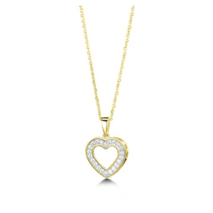Patrica Natural Diamond Yellow Gold Micro Pave Set Heart Necklace