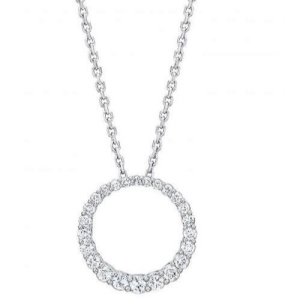 Philberta 0.50 Carat Lab-Created Diamond Round cut Shared Prong  Circle Pendant Necklace