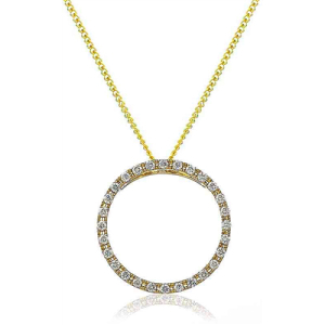 Philberta Lab-Created Diamond Yellow Gold Shared Prong Circle Pendant Necklace