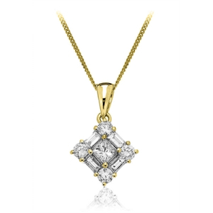 Tulun Lab-Created Diamond Yellow Gold 4 Prong Delicate Pendant Necklace
