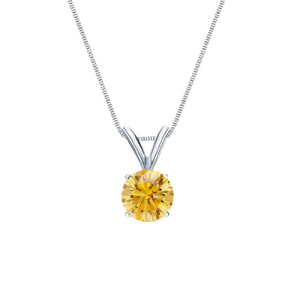 Tycia 0.20 Carat Round cut 4 Prong  Yellow Diamond Pendant Necklace