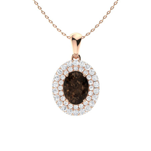 Urbana Brown Rose Gold 4 Prong Champagne Diamond Pendant Necklace
