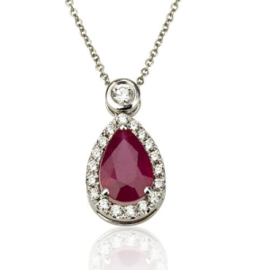 Pramada Natural Ruby 3 Prong  Necklace