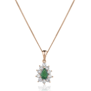 Willow Emerald Rose Gold Prong Set  Necklace