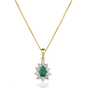 Willow Emerald Yellow Gold Prong Set  Necklace