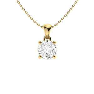Veda Yellow Gold 4 Prong Moissanite Diamond Pendant Necklace