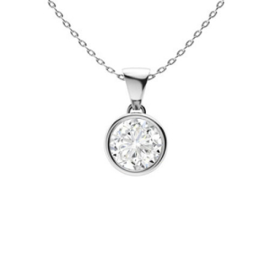 Quelle Natural Diamond Round cut Bezel Set  Solitaire Pendant Necklace