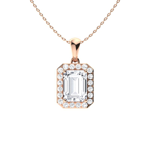 Torie Natural Diamond Rose Gold 4 Prong Halo Pendant Necklace