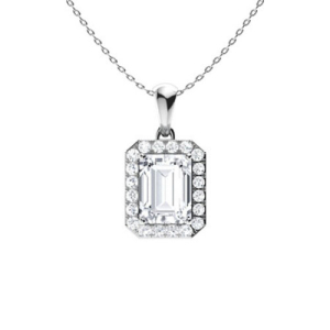Torie Natural Diamond 4 Prong Halo Pendant Necklace