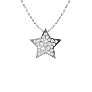 Micro Pave Setting Star Designed Diamond Cluster Pendant