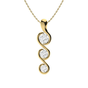 Theorigitha Natural Diamond Yellow Gold Semi Bezel Journey Pendant Necklace