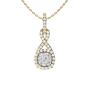Treyce Lab-Created Diamond Yellow Gold 4 Claw Set Drop Pendant Necklace
