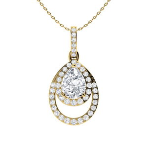 Tryssa Lab-Created Diamond Yellow Gold 3 Prong Drop Pendant Necklace