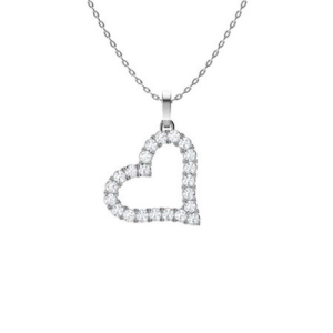 Poonam 0.10 Carat Natural Diamond Round cut Shared Prong  Heart Necklace