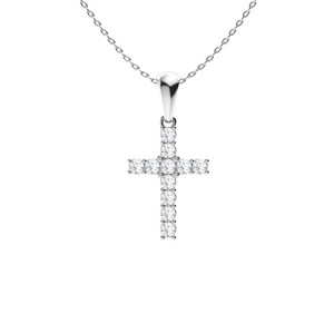 0.32 Carat Natural And Lab Created Channel Setting Round Diamond Cross Pendant