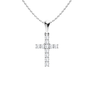 Parya Lab-Created Diamond Round cut 4 Prong  Cross Pendant Necklace